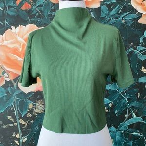 Green mock neck crop top